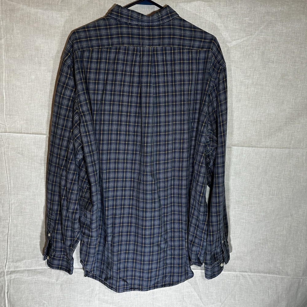 Ralph Lauren Jeans Co Button Down Flannel XXL Blue Yellow Plaid Shirt Excellent - Picture 2 of 10